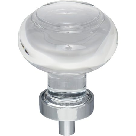 Jeffrey Alexander 1-7/16" Diameter Polished Chrome Button Glass Harlow Cabinet Knob G120PC